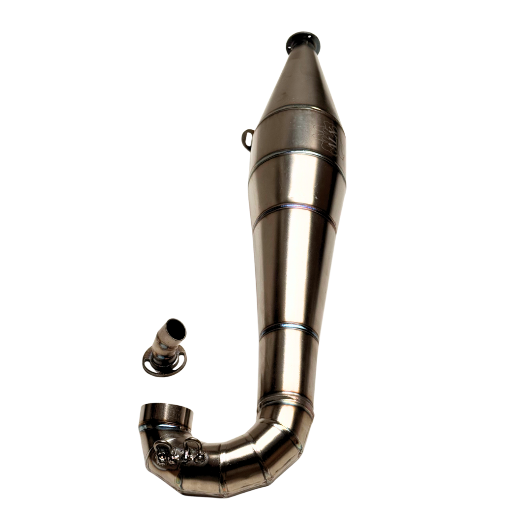 Vertical view of the ALX Titanium Baja Big Bore V2 side pipe