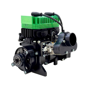 ALX Twin 100cc engine kit in black finish with green anodised heatsink