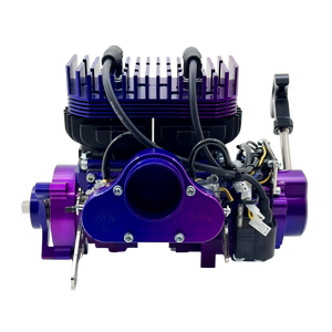 ALX Twin 100cc engine kit in two tone blue-purple anodised finish