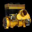 Yellow engine with 'TWIN 80cc' text on a black background