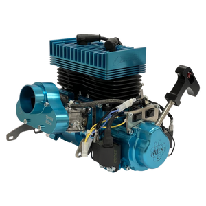 ALX Twin 80cc engine kit in blue anodised finish