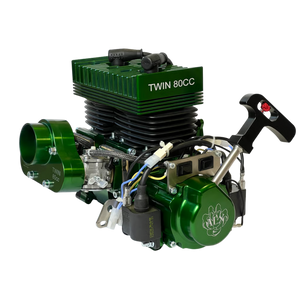 ALX Twin 80cc engine kit in green anodised finish