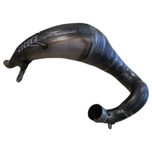 Black automotive exhaust pipe on a white background