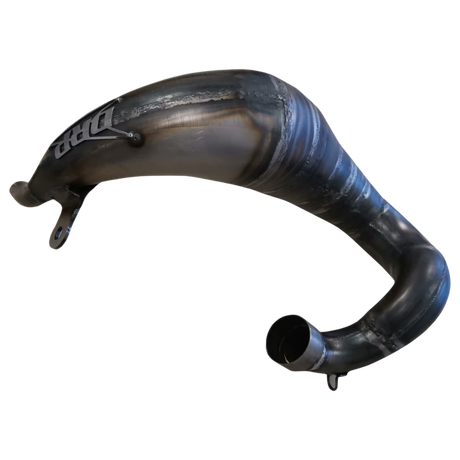 Black automotive exhaust pipe on a white background