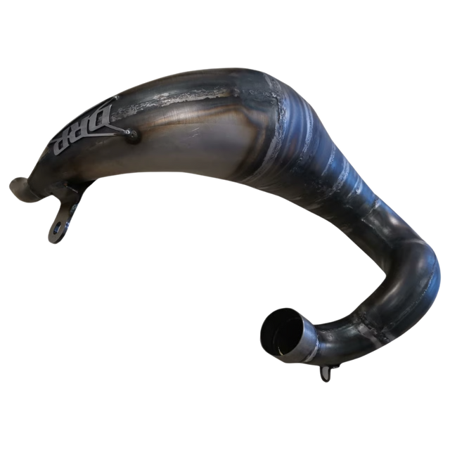 Black automotive exhaust pipe on a white background