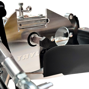 Taylor RC Complete Outlaw V4 Billet Hybrid Slider, close-up of the Taylor branded Gear Back Plate