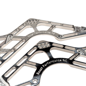 Metallic frame structure with 'Beast Performance RC' branding on a white background