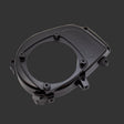 Black mechanical component on a white background