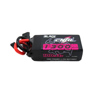 Black and pink high-power Li-Po battery with visible branding on a white background