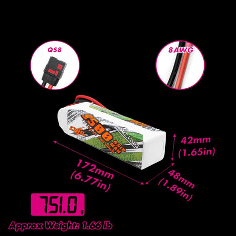 CNHL Racing Series 9500mAh 14.8V 4S 90C Lipo Battery with QS8 Plug
