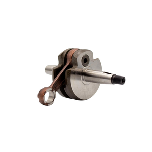 A metal crankshaft bearing assembly with a connecting rod, shown on a plain white background.