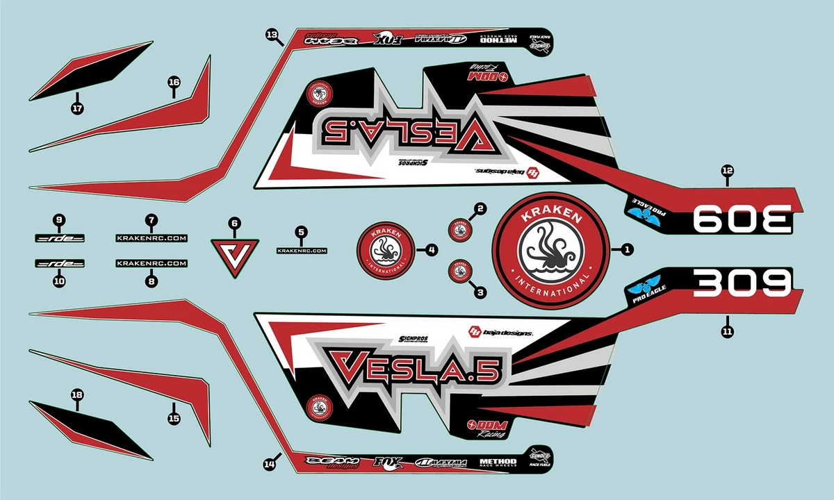 Kraken Vesla Decal set (gas version) KVS152 Taylor RC