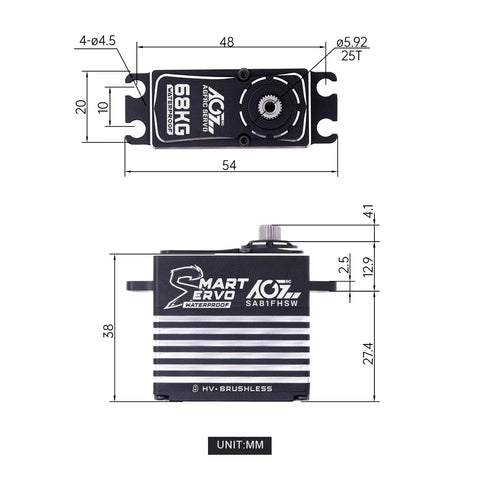 AGFRC Brushless 4-pole 68kg Billet Servo - SA81FHSW