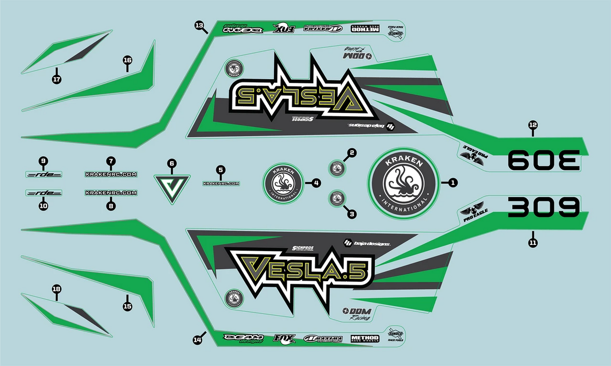 Kraken Vesla Decal set (electric version) KVS153 Taylor RC