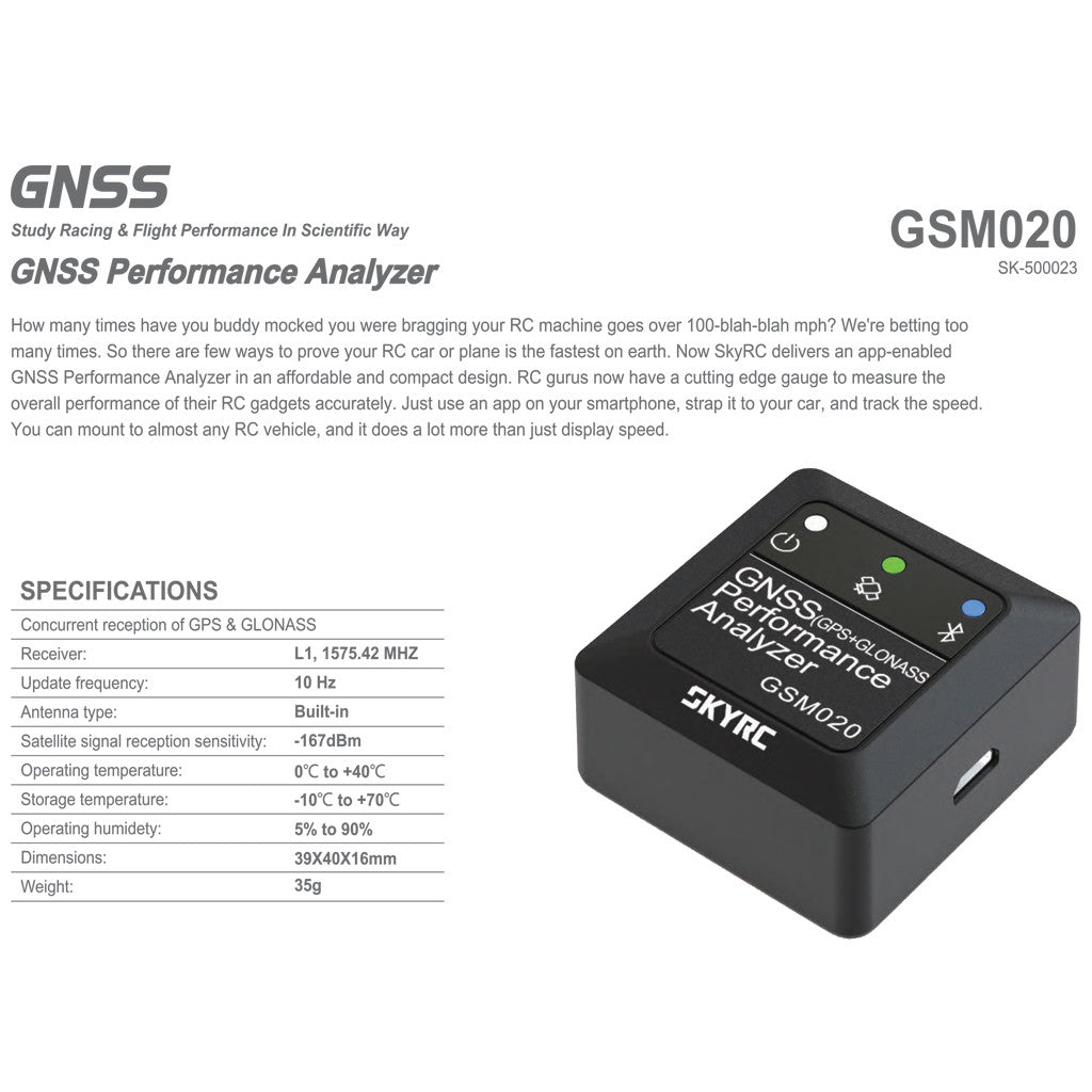 SkyRC GNSS Performance Data Analyzer GSM020 | Taylor RC