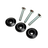 Set of black washers and screws on a white background