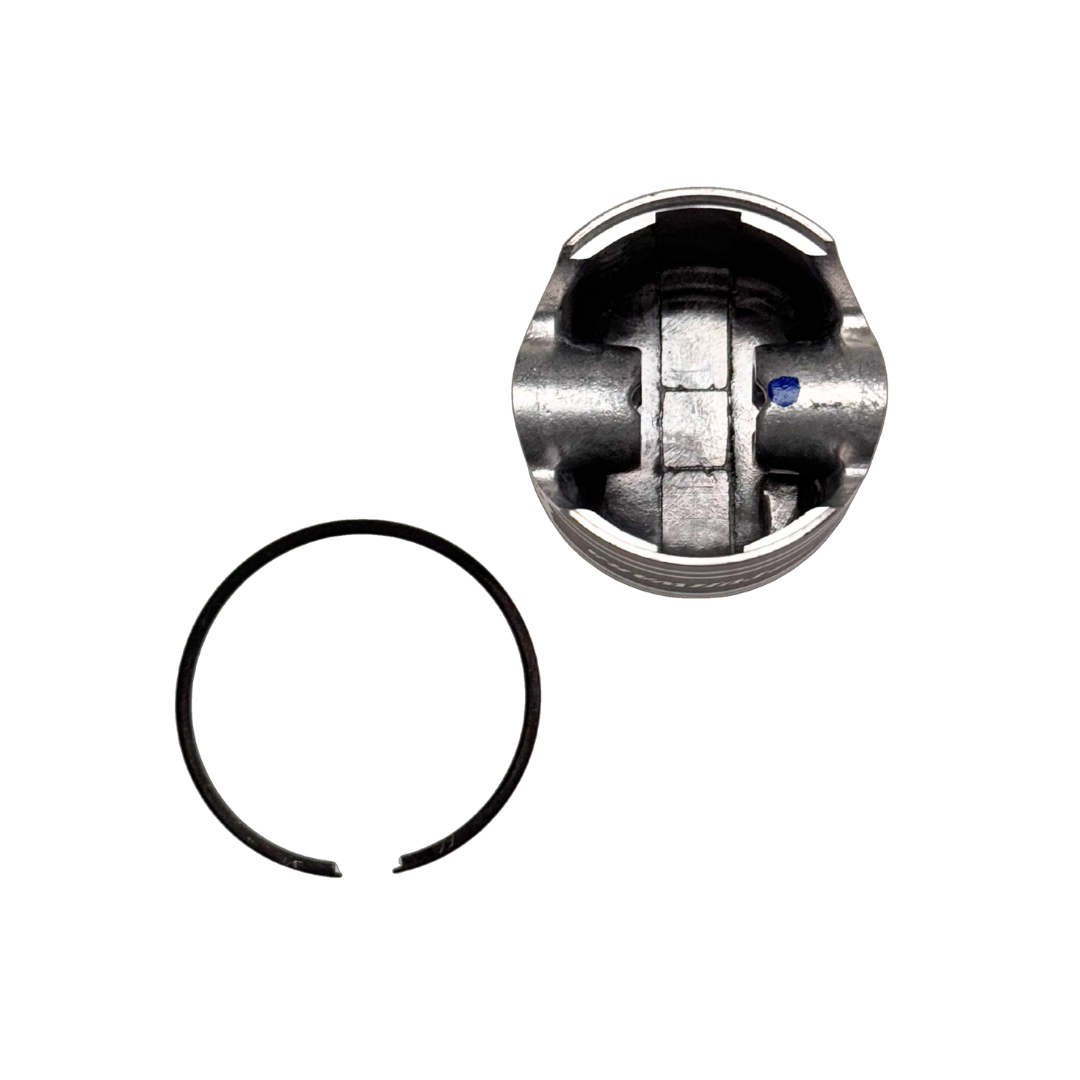 Metallic component with a ring on a white background