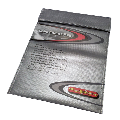 Li-Po Charge Bag with Fusion logo on a white background