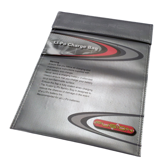 Li-Po Charge Bag with Fusion logo on a white background