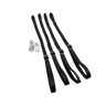 four black straps with metal buckles on a white background