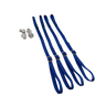 Set of blue straps with metal hardware on a white background