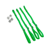 Green straps with metal buckles on a white background