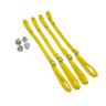 Yellow straps with metal hardware on a white background