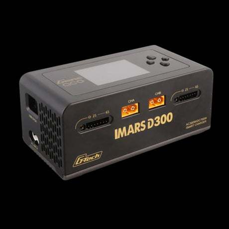 Gray charging device with 'IMARS D300' branding on a black background