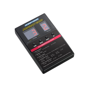 Hobbywing programmable card with digital display on a white background