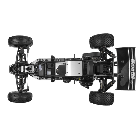 Black off-road vehicle chassis on a white background