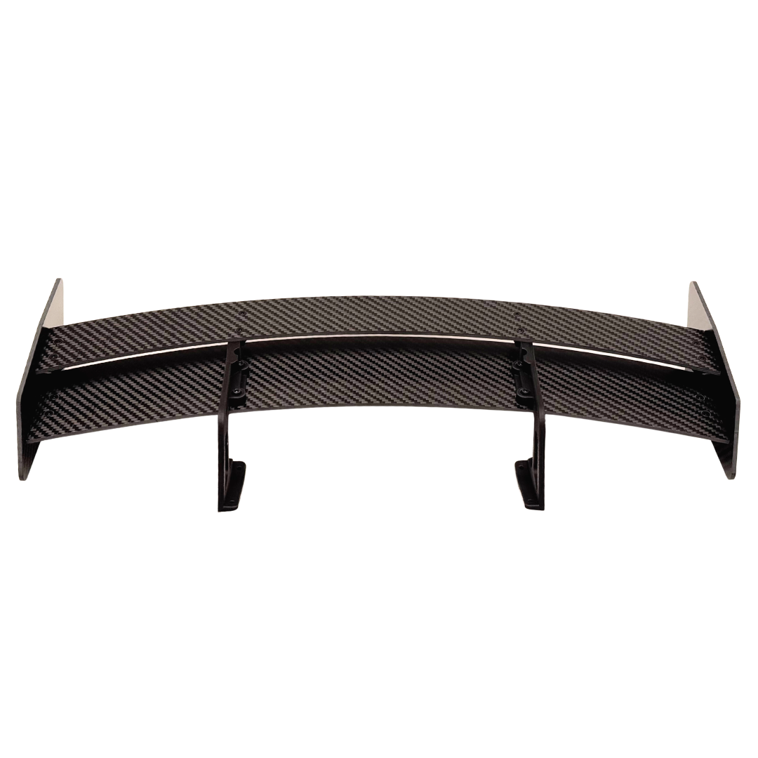 Carbon fiber car wing on a white background