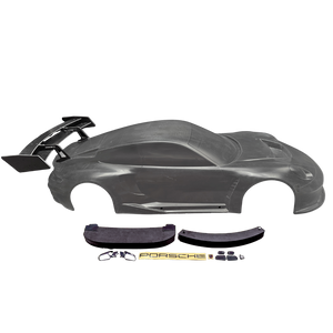 Car body kit with Porsche branding on a white background