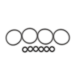 Set of various size o-rings on a white background