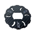 Carbon fiber texture disc with 'JCR' branding on a white background