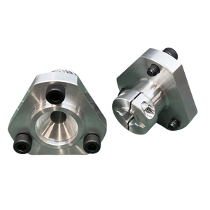 Two metal cylindrical components on a white background