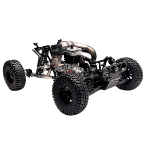 Model of a four-wheeled vehicle chassis with large tires on a white background