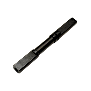 Black metal tool bit on a white background