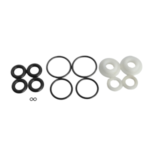 Set of black and white O-rings on a white background