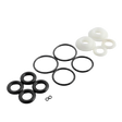 Set of black and white rubber washers on a white background