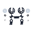 Black shock parts on a white background