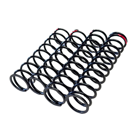 Set of black metal springs on a white background