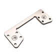 Metal bracket with engraved logo on a white background