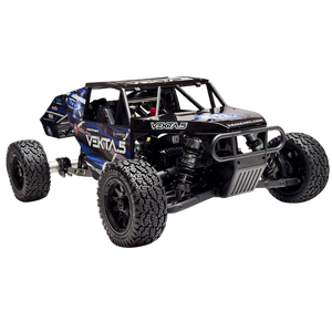 Black and blue off-road RC car with 'Vekta' branding on a white background