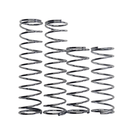 Set of four metal springs on a white background
