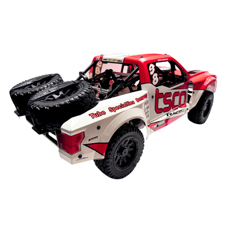 Model off-road truck with 'tsco' branding on a white background