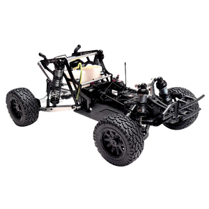 Black off-road vehicle chassis on a white background