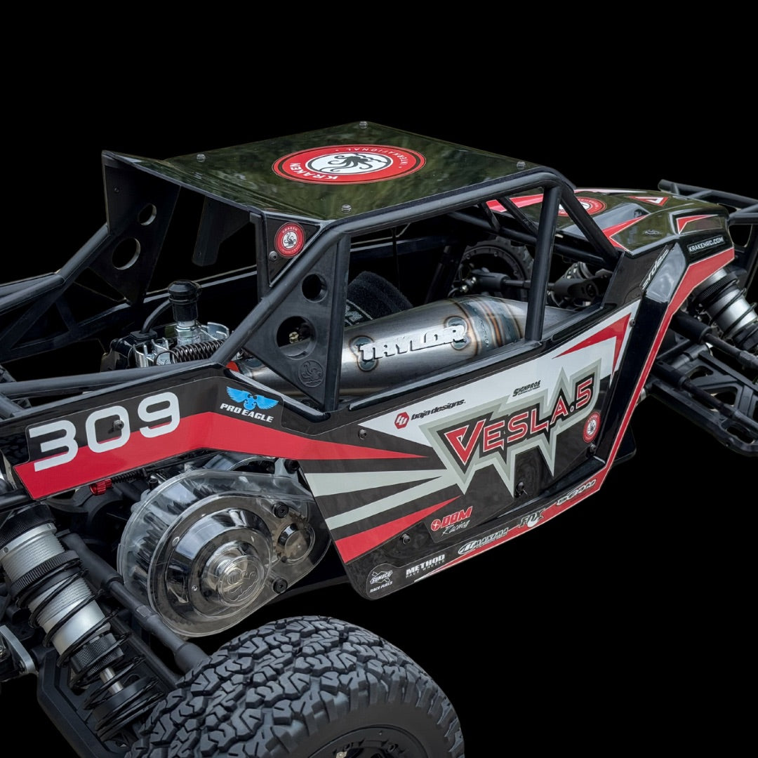 Model of a off-road vehicle with visible branding on a black background