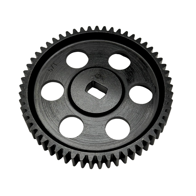 Black gear on a white background