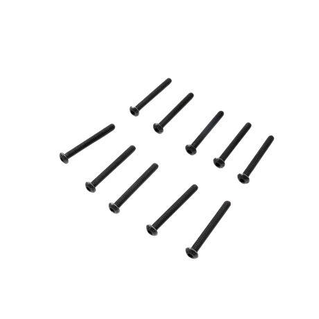 Set of black screws on a white background