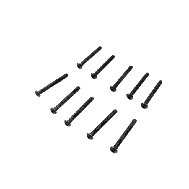 Set of black screws on a white background